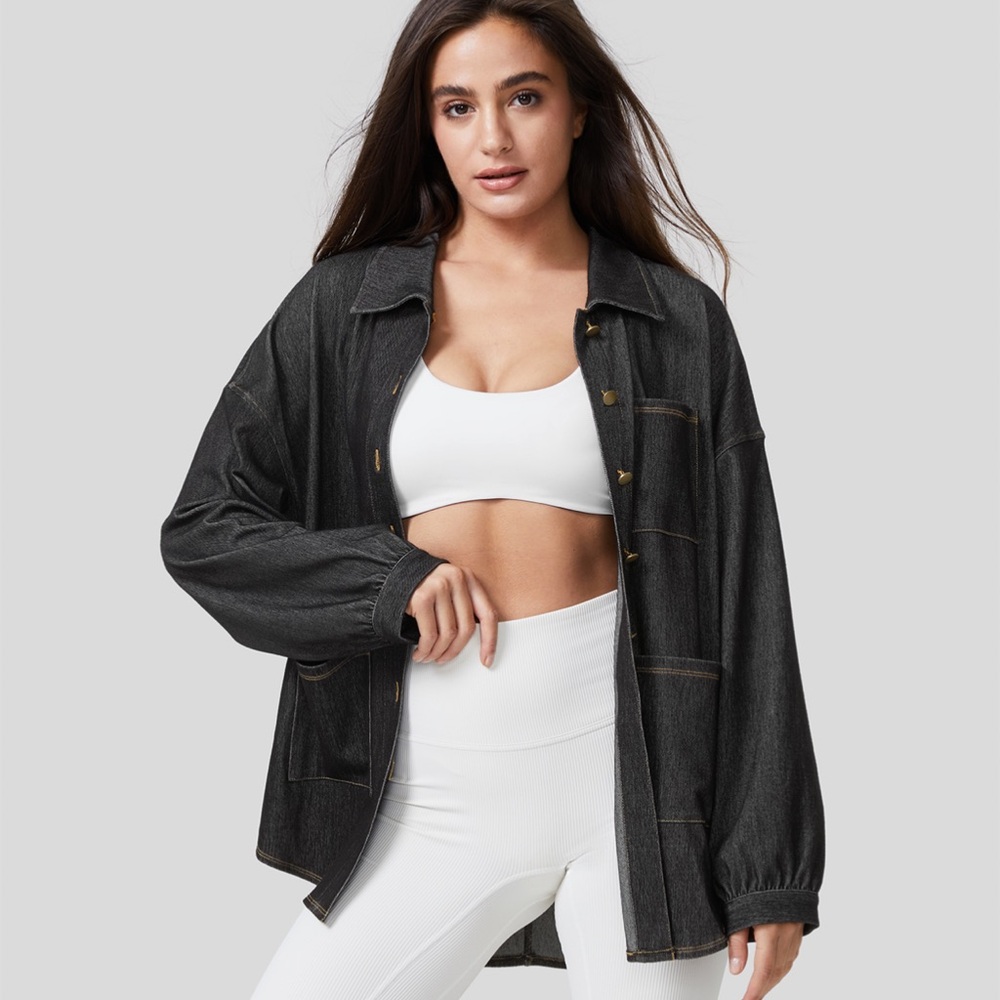 Halara flex collared denim jacket